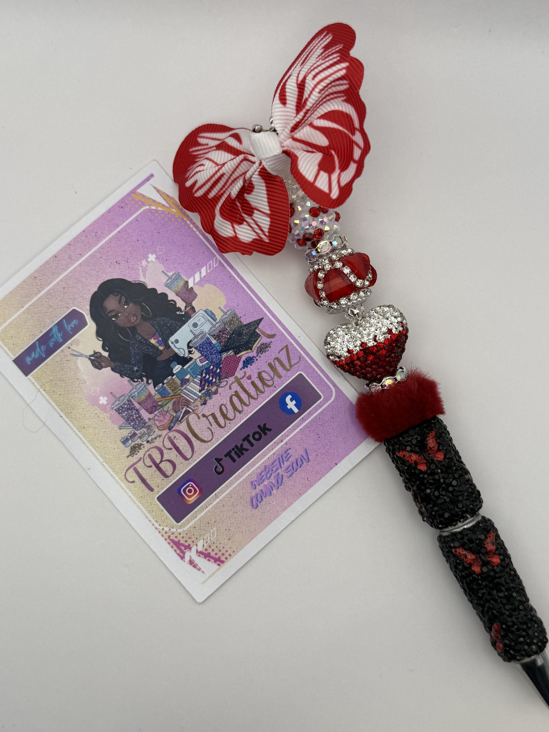Red Blaze Butterfly Glam Script Penz